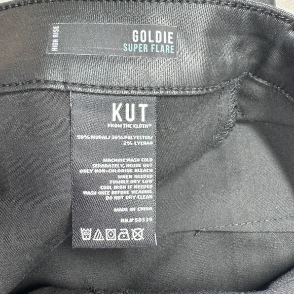 NWT Kut From The Kloth High Rise Goldie Super Flare Faux Leather Black Pants 14